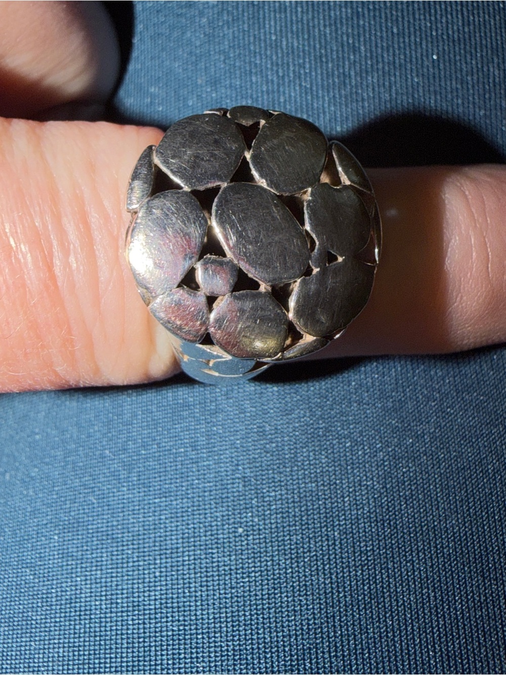 Sterling Silver Petal Cluster Ring - Silver